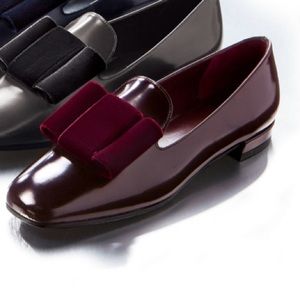 Stuart Weitzman leather loafer with velvet bow